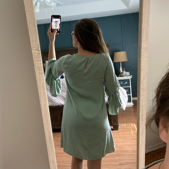 Zara Basic Ruffle Bell Sleeve Dress - Picture 11 of 12